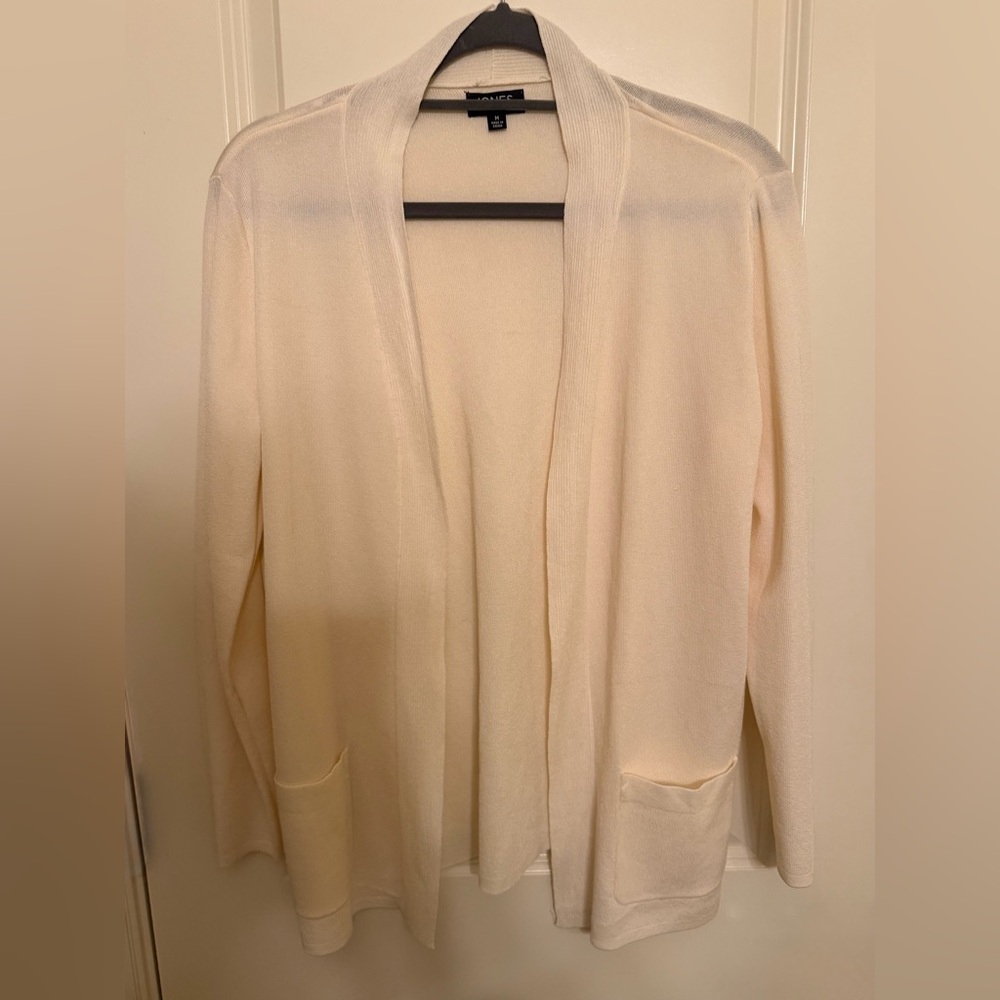 Jones New York Cream Open-Front Cardigan
